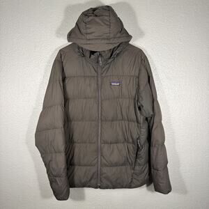 Patagonia Silent Down Mens Jacket Coat Light Grey-lSize Large YKK Full Zip Hood